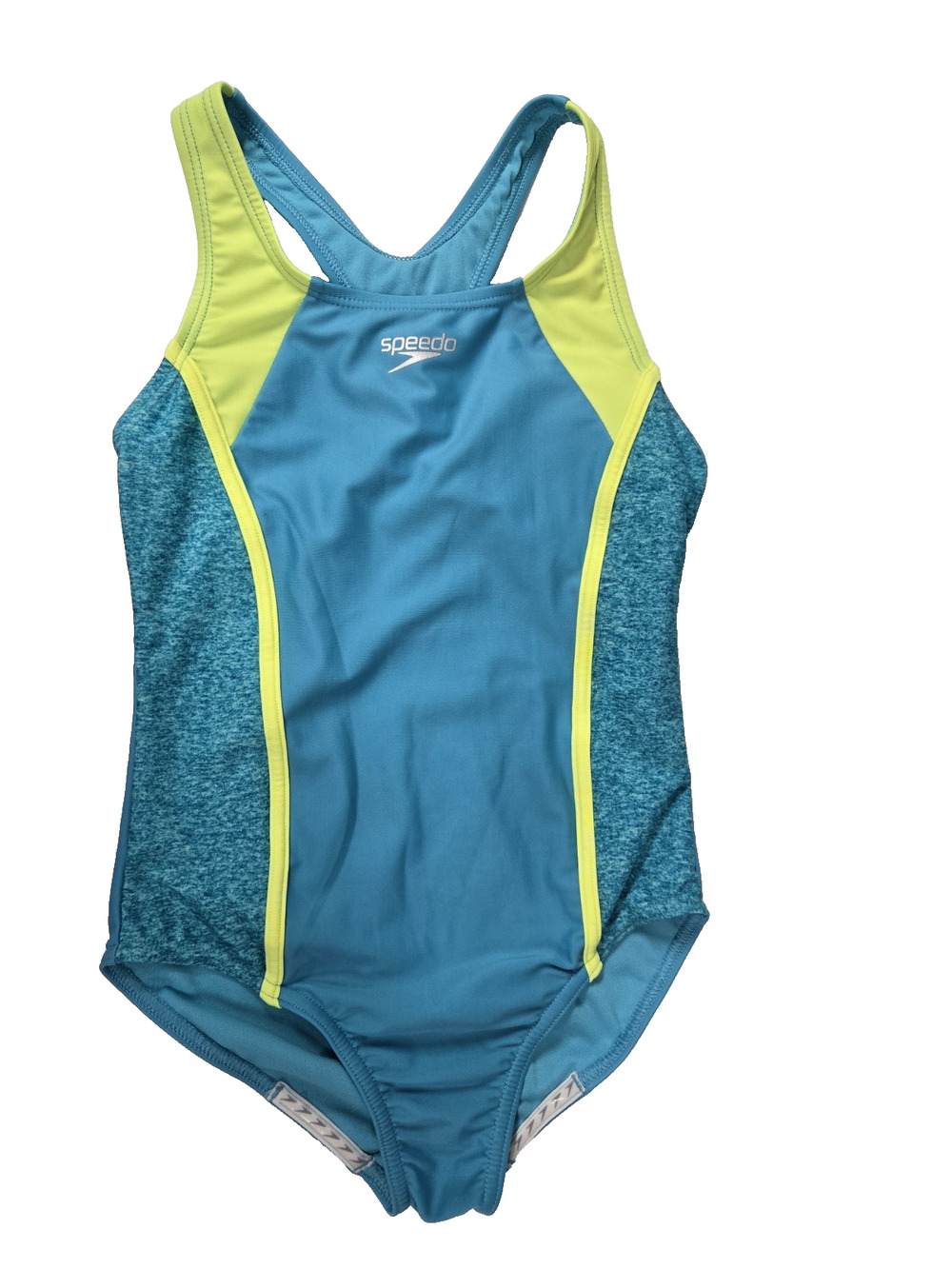 Speedo Girls Swimsuit Razorback Splice Aqua and Green Anti Pilling Size M